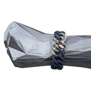 The Rubz Zirkel 25mm Midnight Silver Curb Chain Bracelet Small NIB 100180